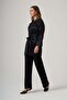 6040 Shiny Waist Tie Trench Coat – Black