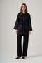 6040 Shiny Waist Tie Trench Coat – Black - 2