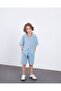 Boy's Linen Striped Fabric 100% Cotton Summer 2-Piece Collared Shirt-Shorts Set