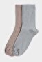 Women's Silvery 2-Piece Cotton Long Socks H5978Axns