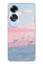 Oppo A60 Compatible Pink Sky and Swan Patterned Transparent Phone Case
