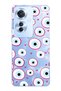 Oppo Reno 11F 5g Compatible Pink Evil Eye Bead Patterned Transparent Phone Case