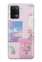 Oppo Reno 5 Lite Compatible Pastel Floral Moon and Rainbow Patterned Transparent Phone Case