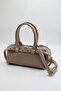 Women's Beige Front Belt Detailed Patent Leather Lined Mini Hand, Arm and Shoulder Bag - 3