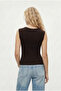 Women's Marriot Lux Touch V-Neck Sleeveless Brown Knitted Blouse - 4