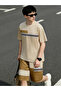 Men Color Block Round Neck T-Shirt and Shorts Set - 3