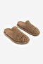 Women's Genuine Leather Hole Geometric Patterned Sabo Casual Slipper Yofin Camel Suede - 5