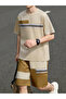Men Color Block Round Neck T-Shirt and Shorts Set - 6