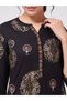 Black Straight Fit Foil Print Kurta and Sharara Co-Ords - 4