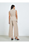 Beige Striped Blazer and Wide Leg Pants Co-ords - 5