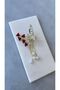 Red Rose and Pearl Steel Spring-Loaded Gold Butterfly Clasp with Hanging Pearls - 2