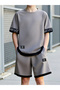 Men Text Print Round Neck T-Shirt and Shorts Set - 6