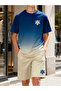 Men Ombre Look T-Shirt and Shorts Set - 6