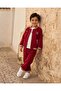 Boys Red Printed Button Front Jog Set (3 Piece) - 5