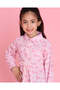 Girls Pink Printed Dress With Belt - 4