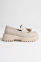 Women's Daily Beige Suede Loafer Shoes Tr10Ms03D