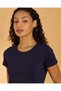Women Navy Basic Short Sleeve T Shirt - 4