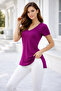 Women's Mürdüm Viscose Side Deep Slit V-Neck T-Shirt - 2