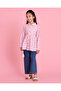 Girls Pink Printed Dress With Belt - 2