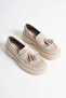 Women's Daily Beige Suede Loafer Shoes Tr10Ms03D - 3