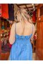 Blue Color Embroidered Detailed Bohemian Dress with Sea Shell Motif - 4