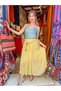 Yellow Color Macramé Belt Detail Elastic Waist Skirt