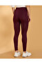 Women Burgundy Plain Leggings - 3