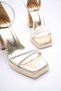 Women's Gold Heeled Sandals Tr12My01F - 5