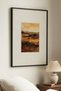 1 Piece Black Wooden Framed Vintage Painting with Warm Color Landscape Scene