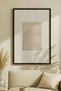 1 Piece Black Wooden Framed Minimalist Beige Brush Strokes Vintage Painting - 2