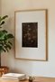 1 Piece Natural Wooden Framed Vintage Painting with Dark Flowers Theme - 3