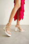 Women's White Heeled Sandals Tr12My02B - 6
