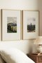 2 Pieces of Vintage Paintings with Natural Wooden Frames and Mountain and Forest Views
