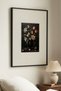 1 Piece Black Wooden Framed Flowers Vintage Painting