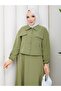Asel Dual Pocket and Double Cover Button Detail Skirt Suit - 5