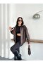 Zra High Collar Brown Stand-Up Collar Buttoned Oversize Faux Leather Jacket - 3