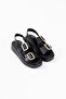 Black leather women's sandal tr17my02a - 2