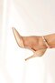 Beige Snake Leather Si Patterned 8.5cm Stiletto Pointed Toe Women's Heeled Shoes - 5