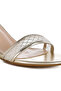Women's Metallic Faux Leather Kitten Heel Sandals in Silver - 4