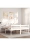 Bed frame with headboard, white, 160x200 cm, solid wood - 4