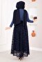 Flok Printed Lined Tulle Skirt Navy Blue - 4