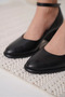Women's Matte Black Heeled Shoes Tr18Ms06A - 3