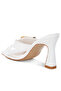 Women Engraved Metallic Buckle Sandals in White - 3