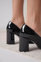 Black Patent Leather Women's Heeled Shoes Tr18Ms10A - 5