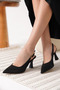 Woman's black satin high heeled shoe tr20ms01f - 5