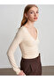 32780 V-Neck Ruched Top-Stone - 3