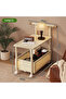 Side Table Living Room Movable Cream White 71*40*70cm - 2