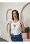 Taş Printed Corded Fabric Athlete Bodysuit White Color - 3