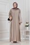 Balloon Sleeve Stoned Water Evening Dress-Vi̇zon - 3