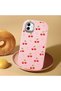 Samsung Galaxy A04 Compatible Camera Protected Pink Soft Silicone Phone Case Cherry Patterned - 2